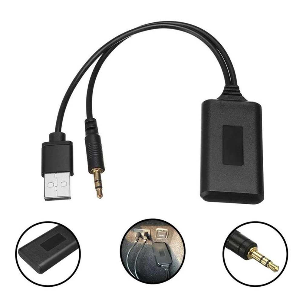 Receptor Bluetooth USB para coche, kit de coche de transmisión de música,  adaptador de audio inalámbrico portátil de 0.138 in cable auxiliar