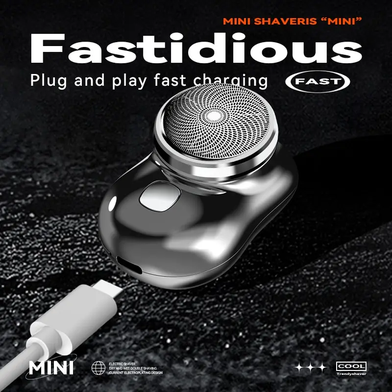 Portable Electric Shaver Mini Heard Trimmer Beard Shaving Reciprocating Cutter Head Rechargeable Knives Razor For Men