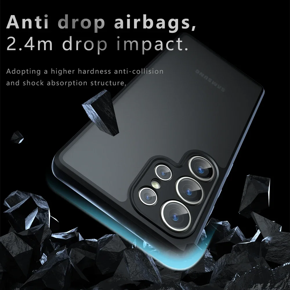 Armor Matte Frosted Clear Case For Samsung Galaxy S25 S24 S23 S22 S21 Ultra Plus S24FE S23FE Lens Protection Shockproof Cover 3