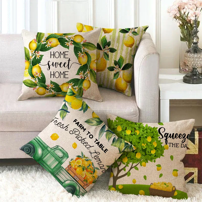 

Tropical Lemon Pillow Covers Decorative Summer Fruits Pillows Case Decor Home Decorative Pillowcases 40x40 Cm for Sofa Bed Couch