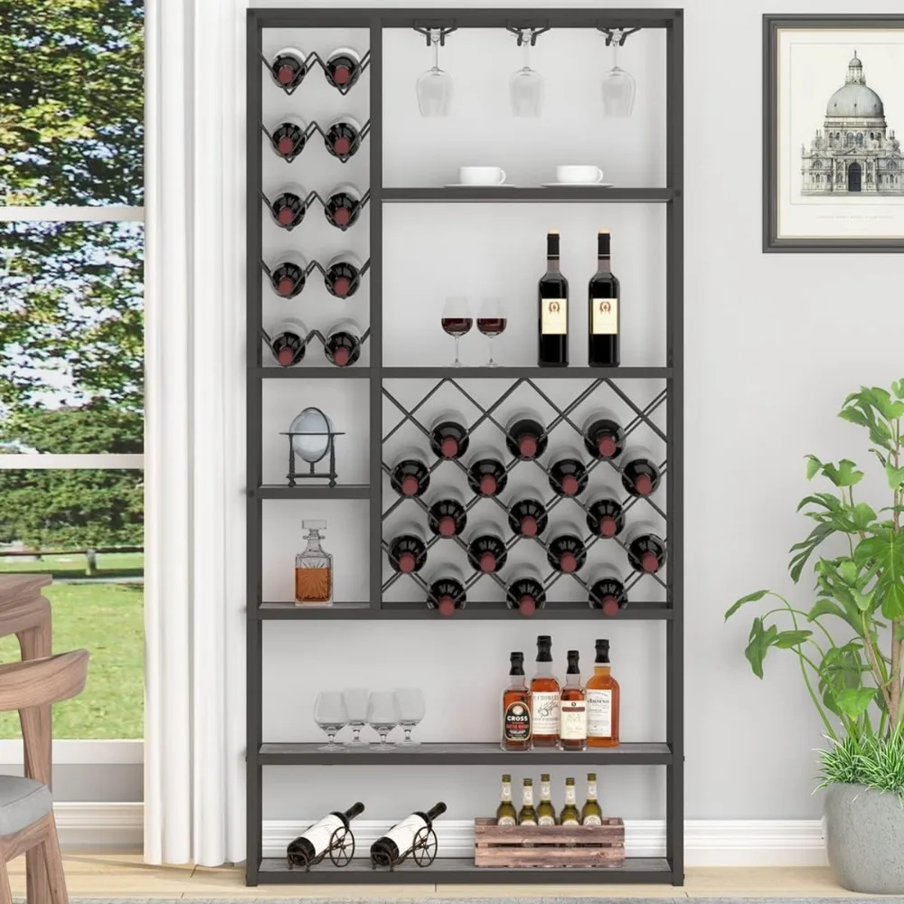 

Wine Rack Modern Buffet Cabinet for Home Kitchen Dining Room Stackable Wine Racks Farmhouse Tall Coffee Bar Cabinet With Storage