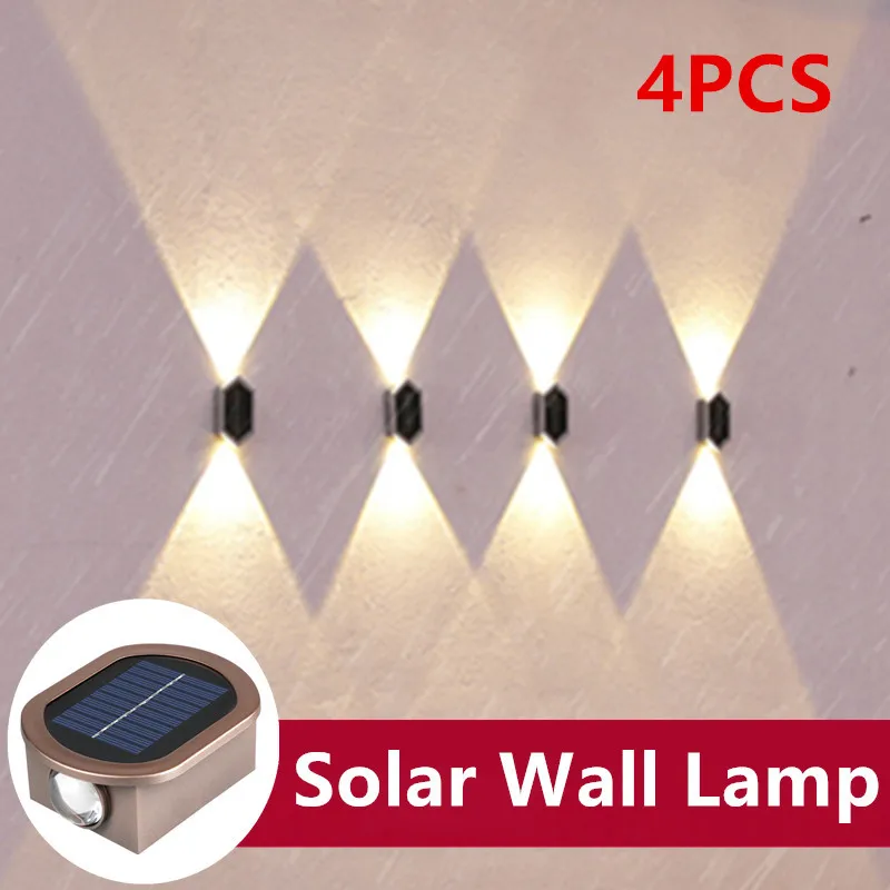 

LED Solar Wall Light Waterproof Landscape Fence Lights Up and Down Lighted Wall Sconce for Garden Patio Porch Backyard 2023