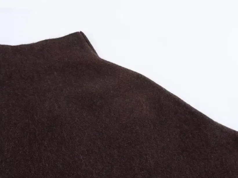 KONDALA Strick-Cape-Mantel mit Stehkragen, lässiger lockerer High-Street-Cape, 2025, Herbst-Winter-Mode, eleganter Streetwear-Damen-Cape – Detail 8