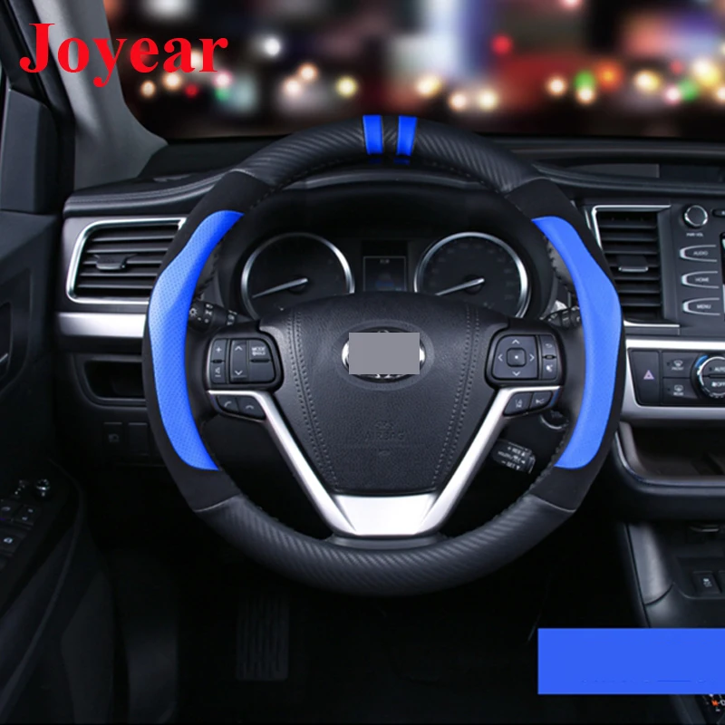 

For Toyota Highlander XU70 2021-2022 Steering Wheel Cover Leather Anti-skid Shock-absorbing Wear-resistant Interior Accessories