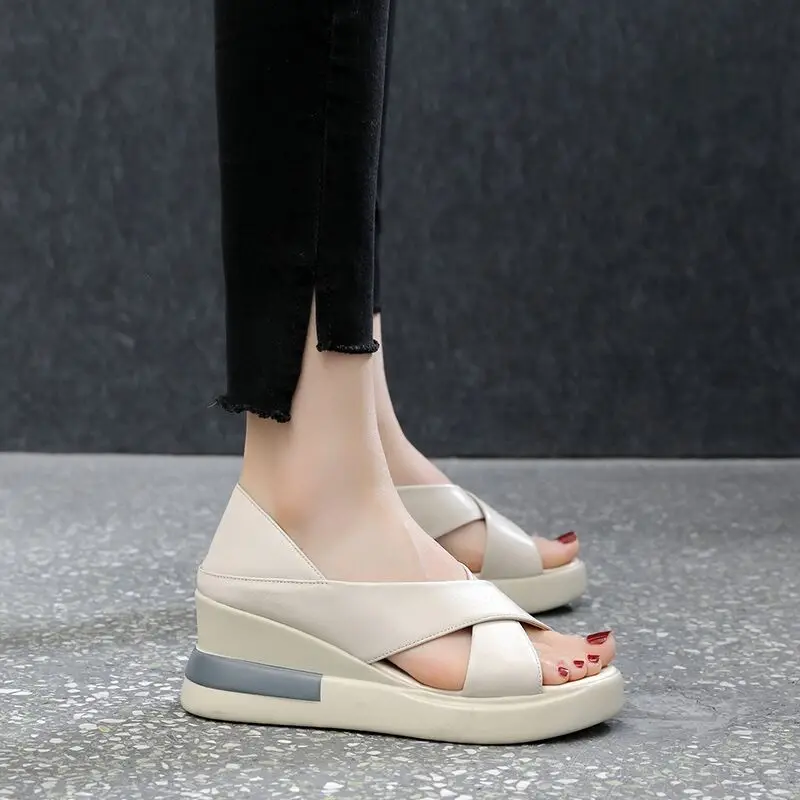 

Muffin Bag Heel Sandals Women Summer New High-heeled Fashion Outer Wear Wedge-heeled Thick-soled Comfortable Women's Shoes