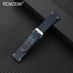 Premium Calfskin Leather Quick Release Watch Strap - Fashion Business Style - 22mm (Blue)