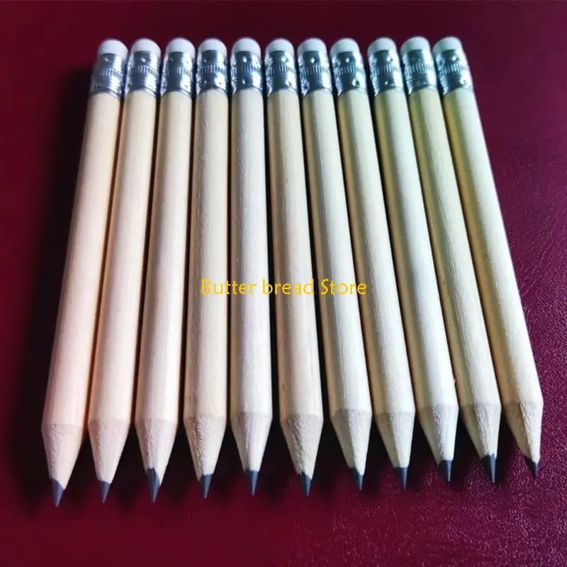 W89C 50Pcs 신부 결혼식을위한 지우개와 서명 펜 나무 미니 쓰기 펜 연필