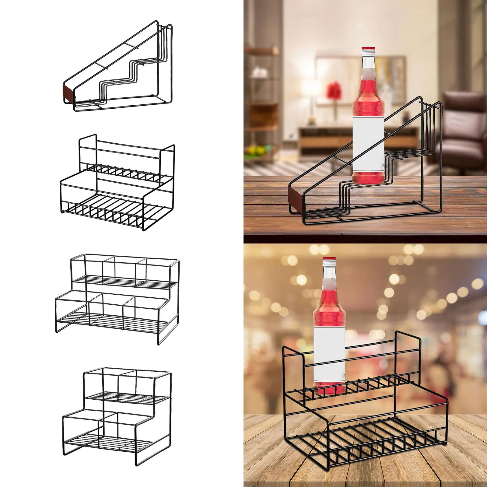 Coffee Syrup Rack Stand Easy Installation Easy to Clean Kitchen Storage Rack 4