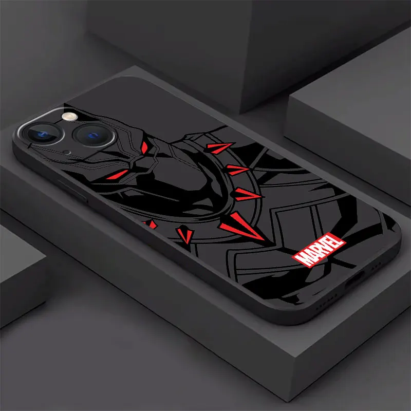 Spider Man Iron Man Venom Art Case For iPhone 15 Plus 14 13 Pro Max 12 Mini 11 X XS XR 7 8 8Plus Black Soft Phone Coque