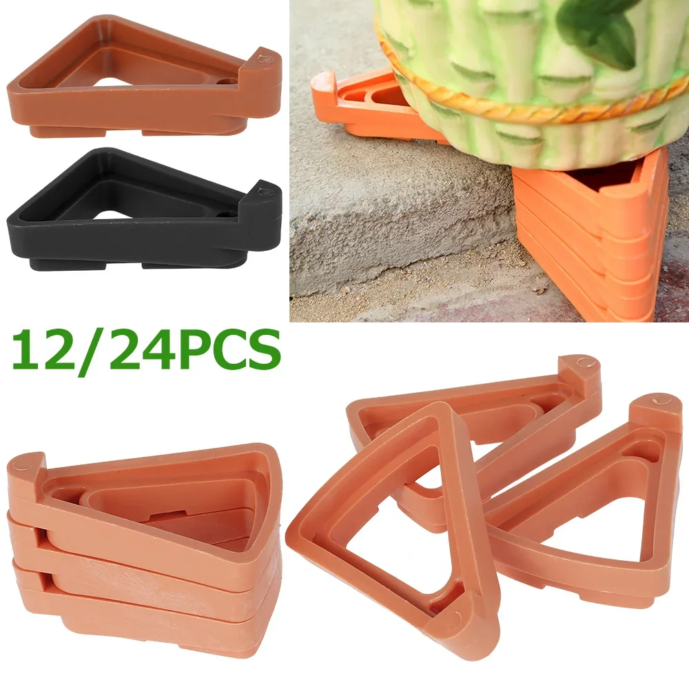 Pot Trays 24/12Pcs Plant Flower Pot Feet Stand Invisible Risers Toes Lifters Triangle Garden Supplies Invisible Pot Lifters