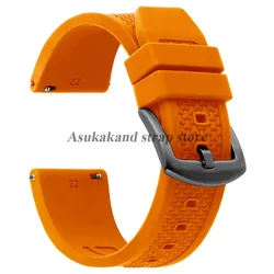 Enhanced Silicone Sport Watch Band with Quick Release - Men's Rubber Bracelet - 22mm (Orange - Black)