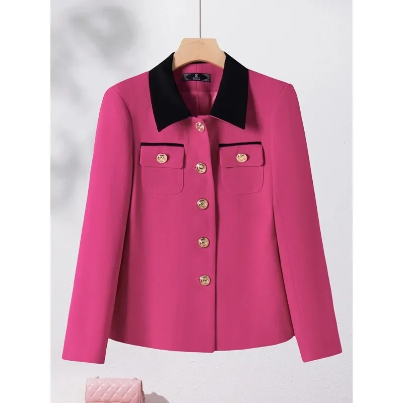 

Fashion Pink Apricot Khaki Blazer Women Ladies Jacket Female Long Sleeve Single Breasted Casual Autumn Winter Coat