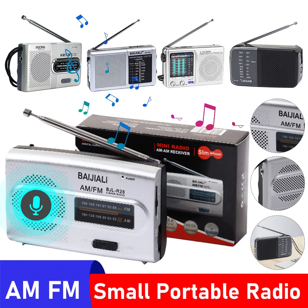 R28/BC-R21/R2048 AM FM Radio Battery Operated Mini Portable Radio Telescopic Antenna Short/Long Wave Outdoor Emergency Radio