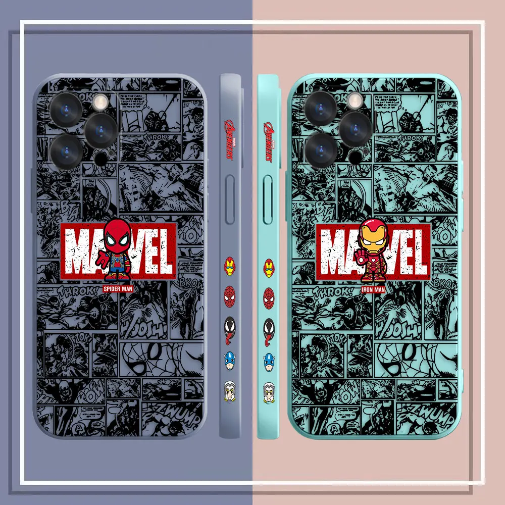 thumbnail image 4 of Case For iPhone 14 13 12 11 Pro XS Max Mini X XR 7 8 6 6S Plus Colour Simple Liquid Silicone Case Marvel Iron Spider-Man Comics, 4 of 5