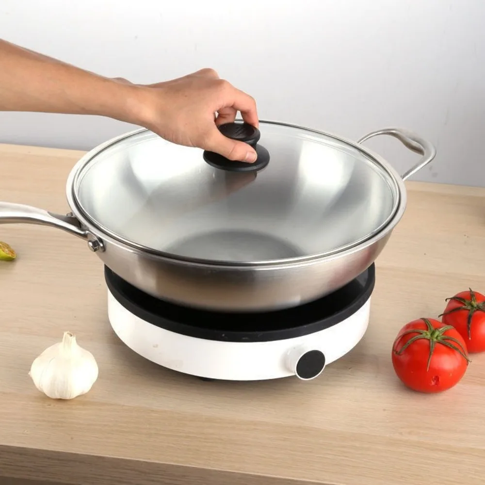 Durable Universal Pot Cover Tempered Glass Visible Pot Lid Stainless Steel Round Wok Pan Lid Kitchen Accessories