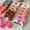 2PCS Soft Cotton Bow Hairpin Girl Sweet Plaid Design Hairpin Color Block Delicate Hairgripe Barrettes Kawaii Child Accessories 1