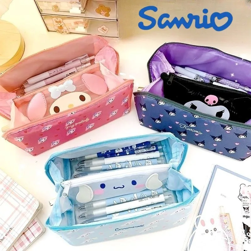 

Sanrio Large Capacity Pencil Case Kawaii Cinnamoroll Melody Kulomi Cosmetic Bags School Pencils Bag Pen Case