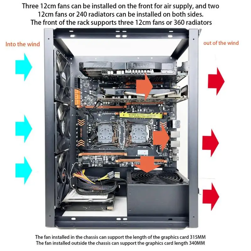 Estojo Compacto Empilhável para pc X79 X99 Eatx Duplo Suporte de Placa Mãe Torre Média Caixa do Computador Grande Dissipação de Calor Ótimo - Imagem 5