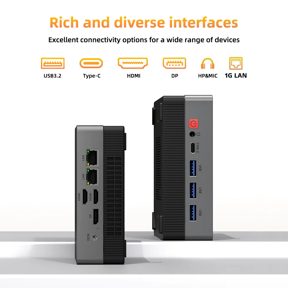 Texhoo MINI PC AMD Ryzen 5 5600H DDR4 16G RAM 512G SSD WIFI6 BT5.2 Dual LAN Dual 4k Display Windows 11 Desktop Computers