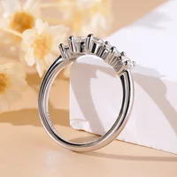 LinkerLove Half Eternity Moissanite Curved Wedding Band S925 Sterling Silver Crown Engagement Ring for Women Party Fine Jewelry 4