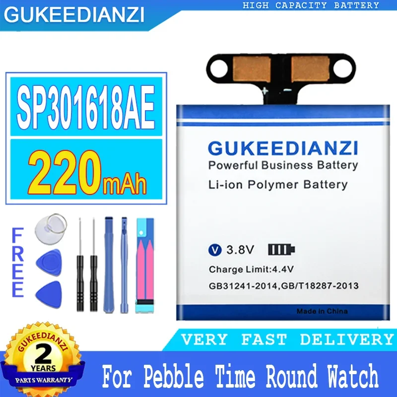 

GUKEEDIANZI Battery SP301618AE for Pebble Time Round Watch, Big Power Battery, 220mAh