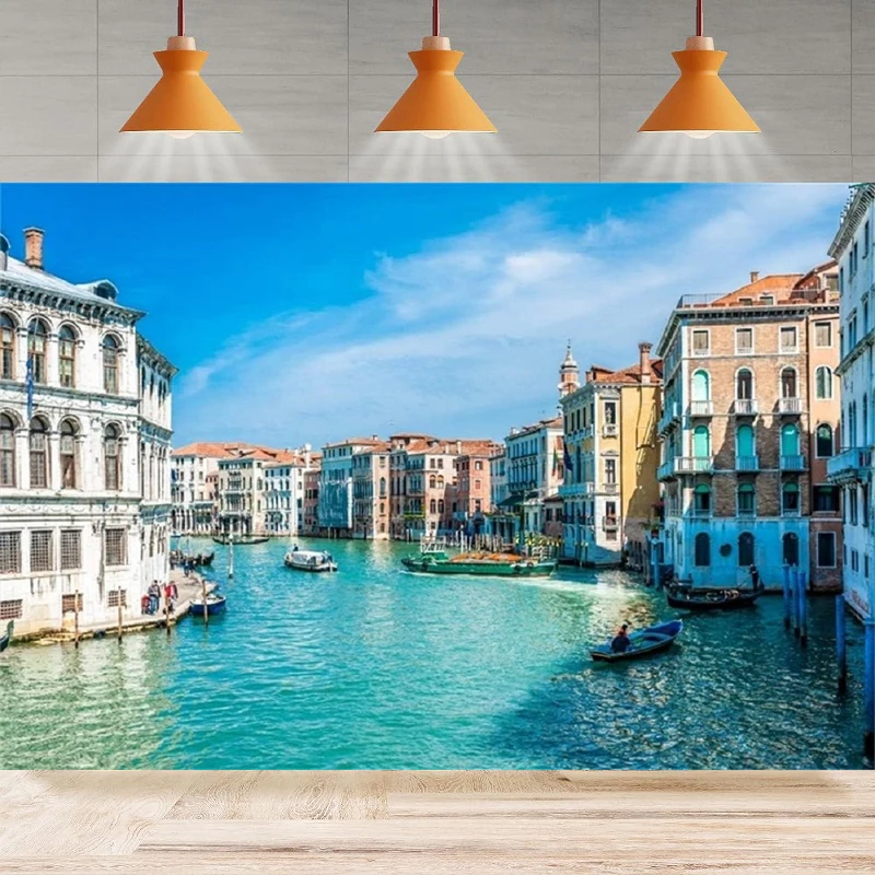 Italia Venezia Fotografia Sfondo Water City Streetscape Sfondo Ristorante Canal Gondole Party Sfondo Wall Banner Decor