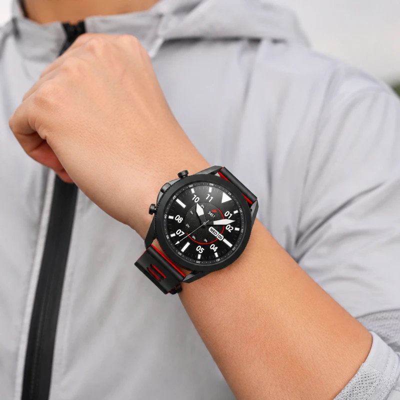 Two-Tone Silicone Sport Watch Strap with Quick-Release - Breathable Replacement Wristband
