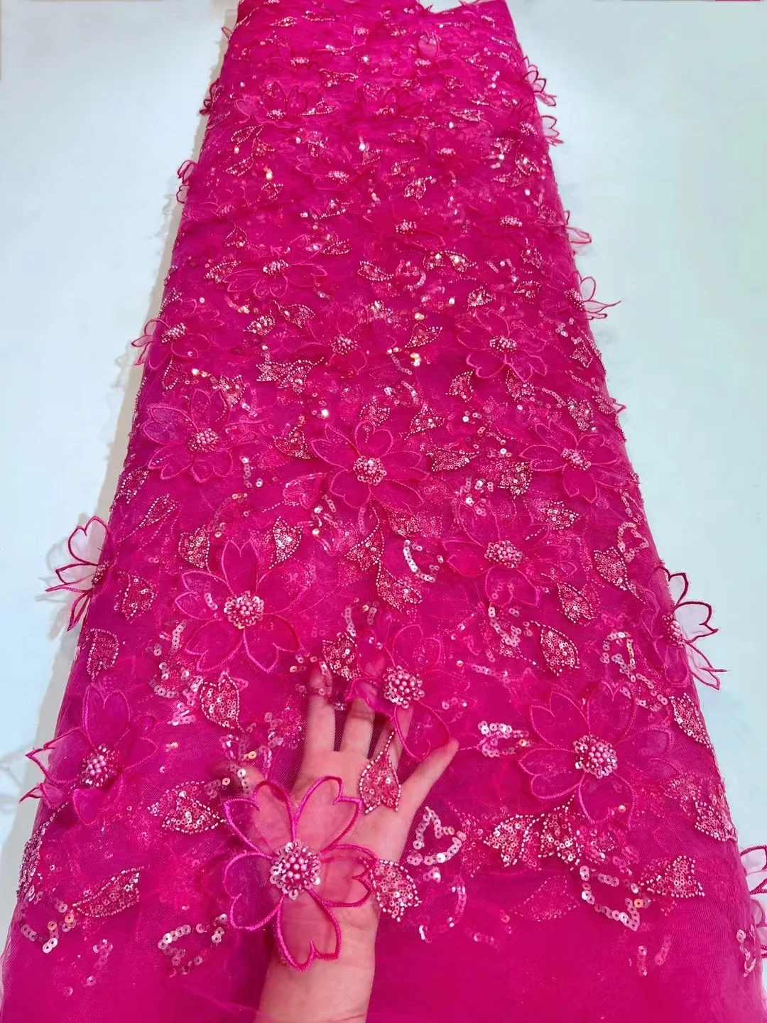 

Роскошные африканские блестки кружевная ткань высокого качества 2024 тяжелые бусины вышивка французское женское свадебное платье HFS5827