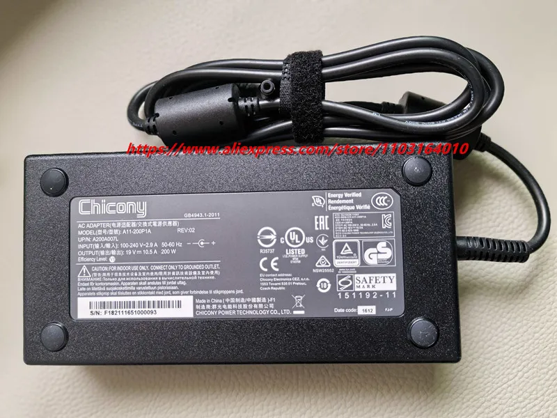 Original Chicony A11-200P1A 19V 10.5A 200W AC Adapter Charger For