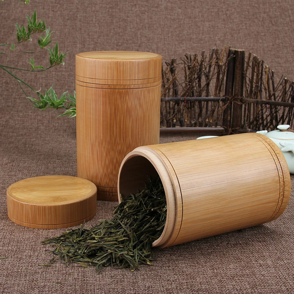 Tea Canister Handmade Tea Box Bamboo Storage Box Tea Canister Lid Seal Kitchen Storage Jars Accessories Spice Case Organizer