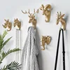 Creative Animal Head Hooks Free-punch Coat hooks Vinyl Sticky Decorative Hook Wall Hanging Gold Deer Head Keys Hanger 2
