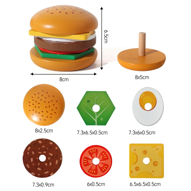 BUYGER Acccessori Cucina Bambini, Set Cibo Giocattolo per Bambini, Alimenti Hamburger Hot Dog