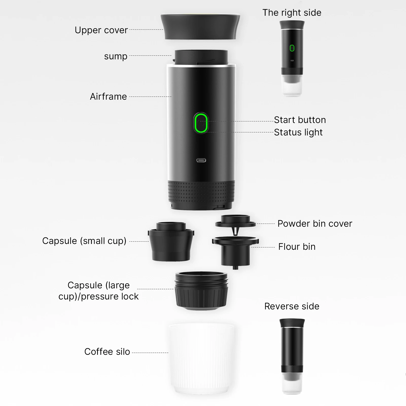 Portable Coffee Machine 3 in 1 Cordless Electric Mini Coffee Maker Work With Capsule and Ground 15Bar with 120ml Cup