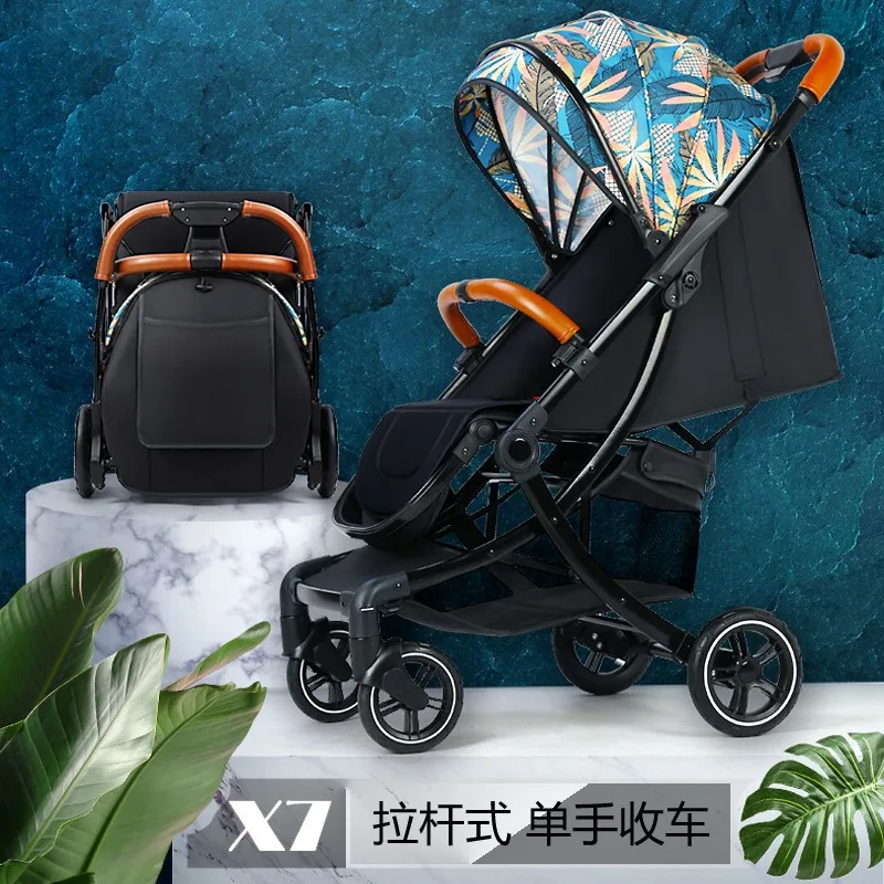 Baby strollers are portable, can sit or lie down, foldable children's strollers, shock-absorbing four-wheel strollers