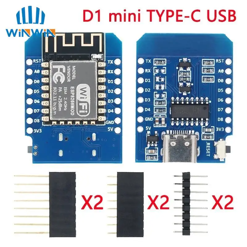 รูปสินค้า แผ่นพิมพ์วงจรพิมพ์ IoT สำหรับพัฒนา ESP8266 พร้อมช่อง USB-C/Micro USB