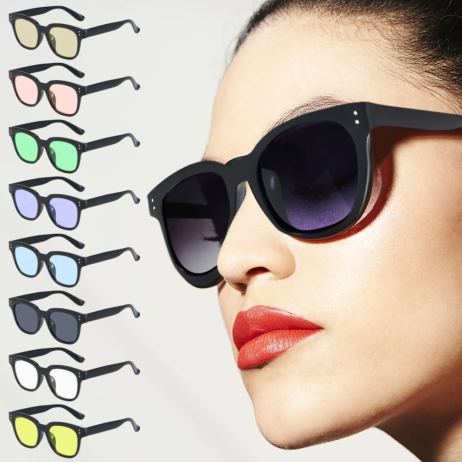 Flexible Plastic Women Round Retro Sun Glasses Polarized Clip On