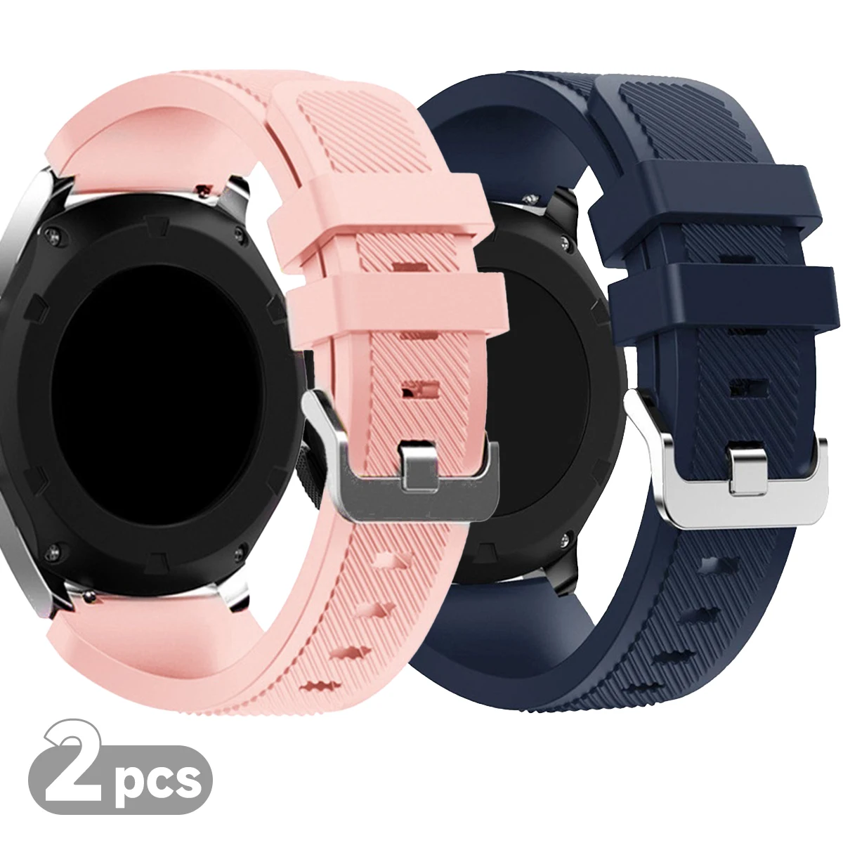 Set of 2 Premium Silicone Watch Bands (20mm/22mm) - Versatile and Durable Replacement Straps
