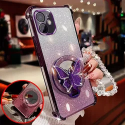 Mirror Butterfly Folding Bracelet Phone Case - Shockproof Cover for Tecno Spark 40C (Purple)