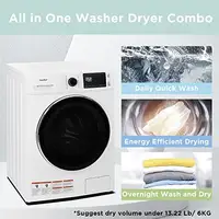 All-in-1 Ventless Washer Dryer Combo Steam Care Overnight Wash Front Load Energy Efficient 26/13 lbs Cap. 2