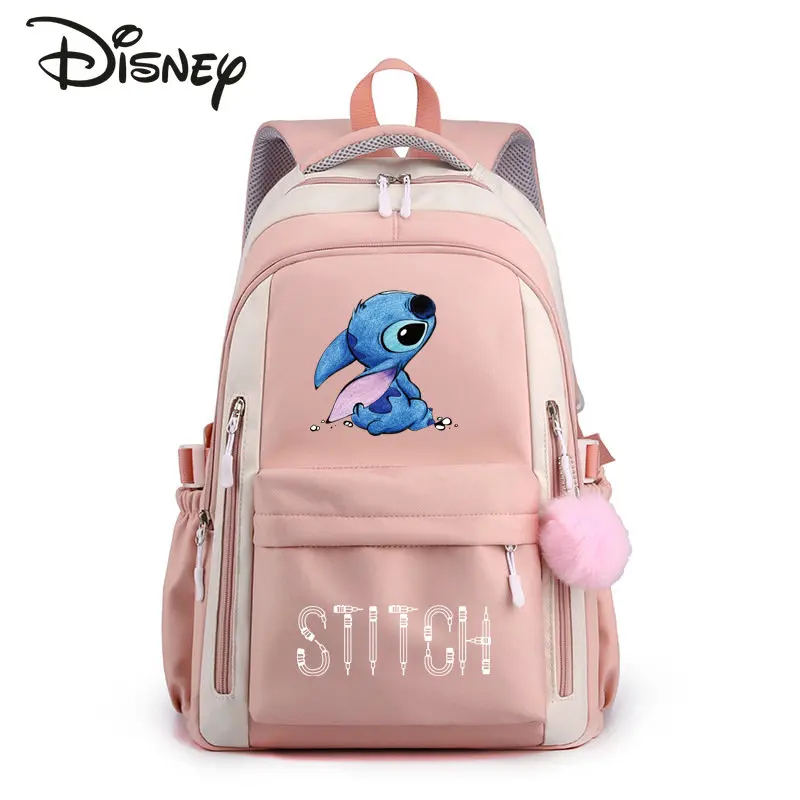 Disney Stitzer New Women's Backpack Fashion High Quality Student Backpack Cartoon Versatile Large Capacity Travel Backpack