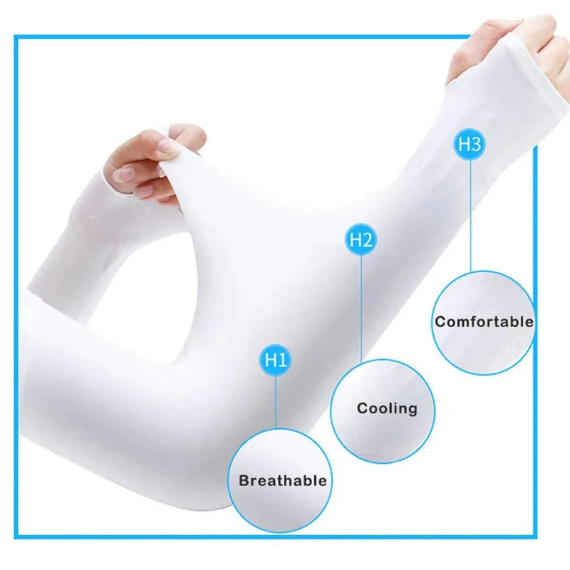 1 Paar Eis Seide Sonnenschutz Arm abdeckungen Unisex Ellbogen Abdeckung Outdoor Radfahren Laufen Angeln Fahren coole Anti-UV-Arm Ärmel – Detail 6