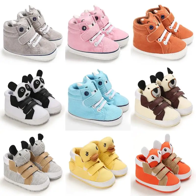 2021 Popular Newborn Boy Girl Shoes First Walker Baby Shoes Soft Non Slip Sole Lovely Bow Casual Canvas Children Shoes