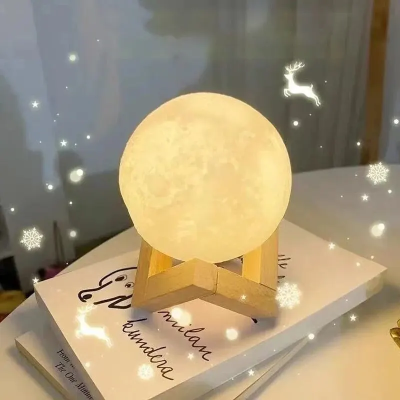 8 cm three dimensional night lamp DIY Planet Lamp Moon Galaxy Night Light Art Painting Graffiti Birthday Gift Bedroom Living Room Decoration with Stand