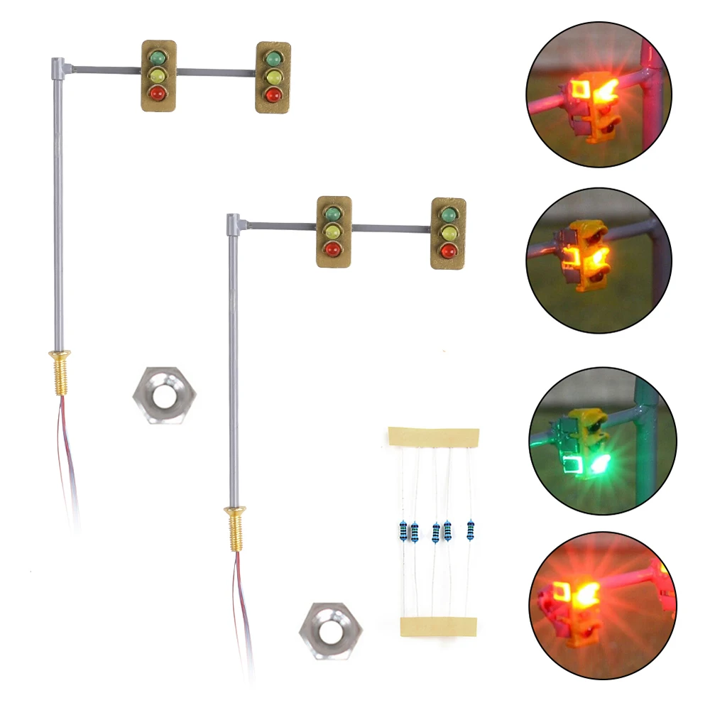 1/2pcs 교통 신호등 N 스케일 횡단보도 모델 LED 보행자 거리 신호등 램프 철도 및 기차 레이아웃 액세서리