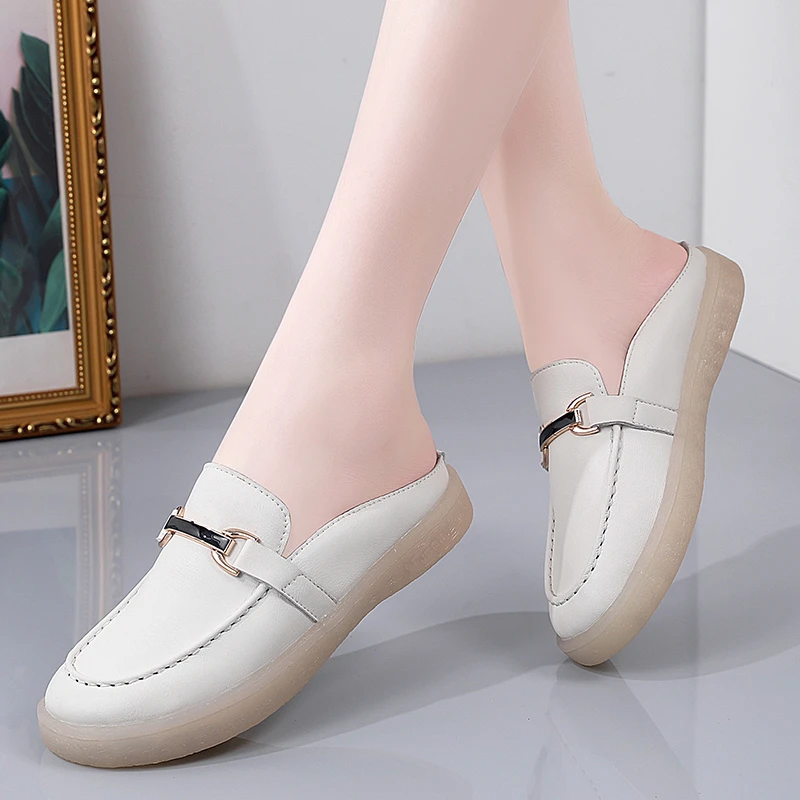 white flat nursing shoes