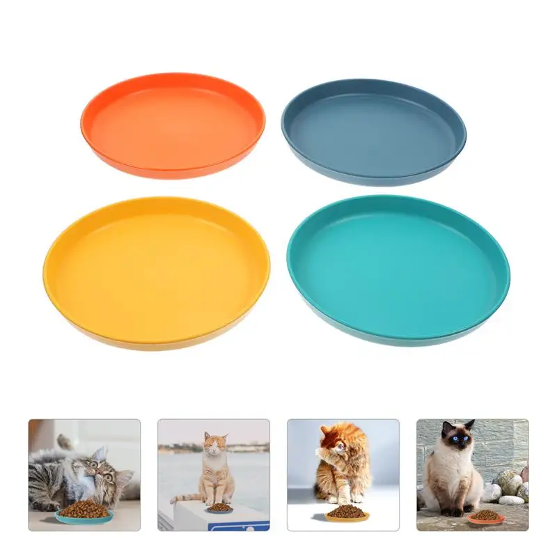4pcs 고양이 그릇 얕은 고양이 음식 접시 고양이 먹이 그릇 넓은 애완 동물 음식 접시 애완 동물 먹이 그릇 고양이와 개 음식 마시는 그릇