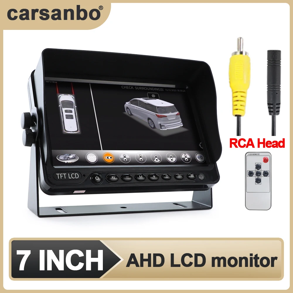 

Автомобильный 7-дюймовый автономный AHD монитор Carsanbo с солнцезащитным козырьком для автомобильной камеры 360, автомобильная система наблюдения заднего вида