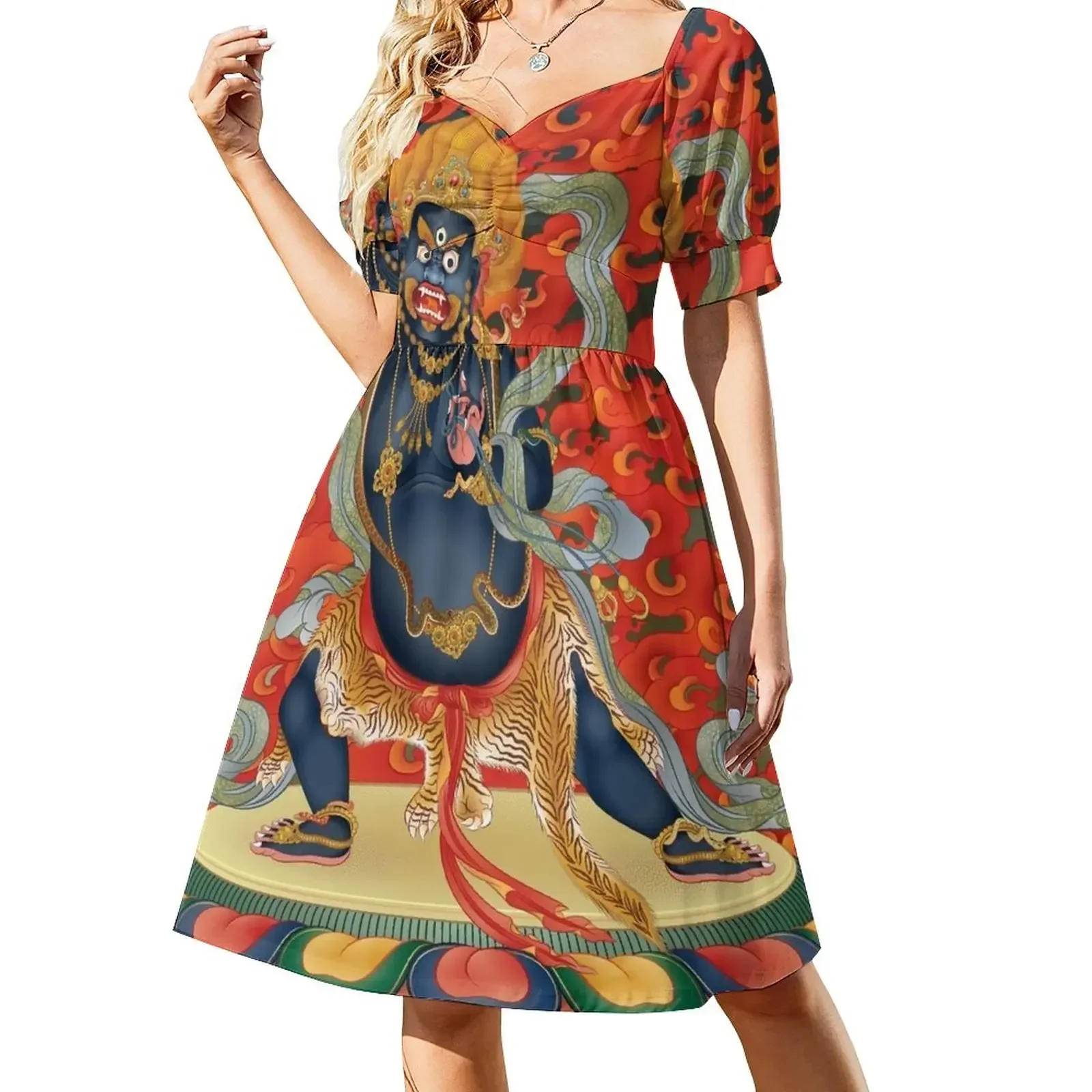 thumbnail image 1 of Vestido Vajrapani de manga corta, vestidos de verano para mujer, vestidos de noche de lujo, 1 of 7