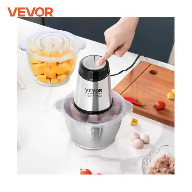 VEVOR Electric Meat Grinder with 4-Wing Stainless Steel Blades8 Cup+5 Cup Two Bowls 400W Electric Food Chopper for Baby Food