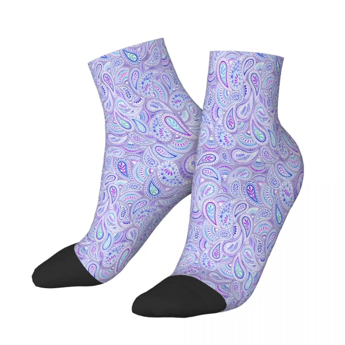 

Purple Paisley Ankle Socks Male Mens Women Spring Stockings Printed